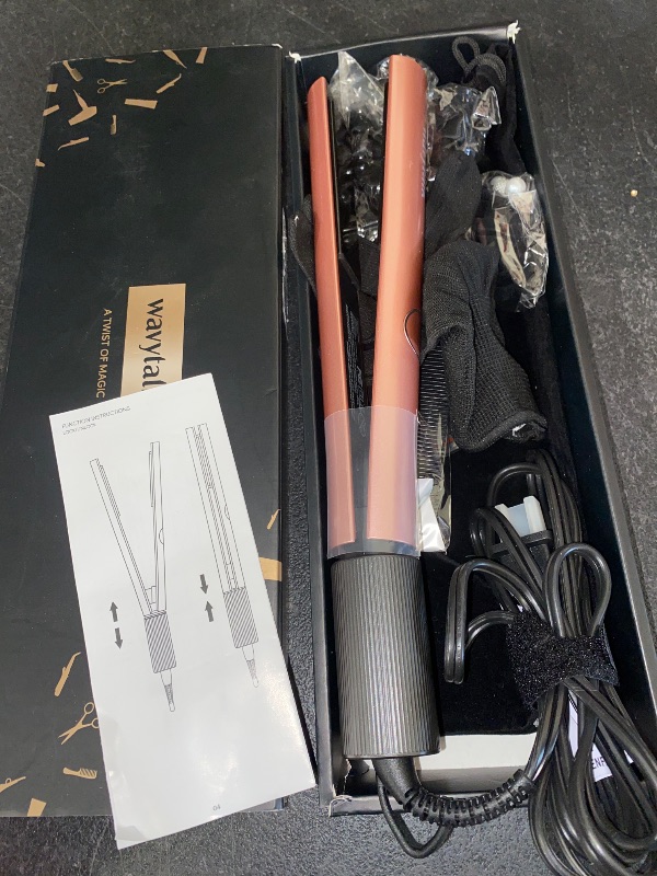 Photo 1 of Wavytalk Hair Straightener and Curler 2 in 1, 1" Titanium Flat Iron 250°F-450°F Temperature for All Hairstyles, Salon Professional Flat Iron Reduce Hair Damage, Dual Voltage