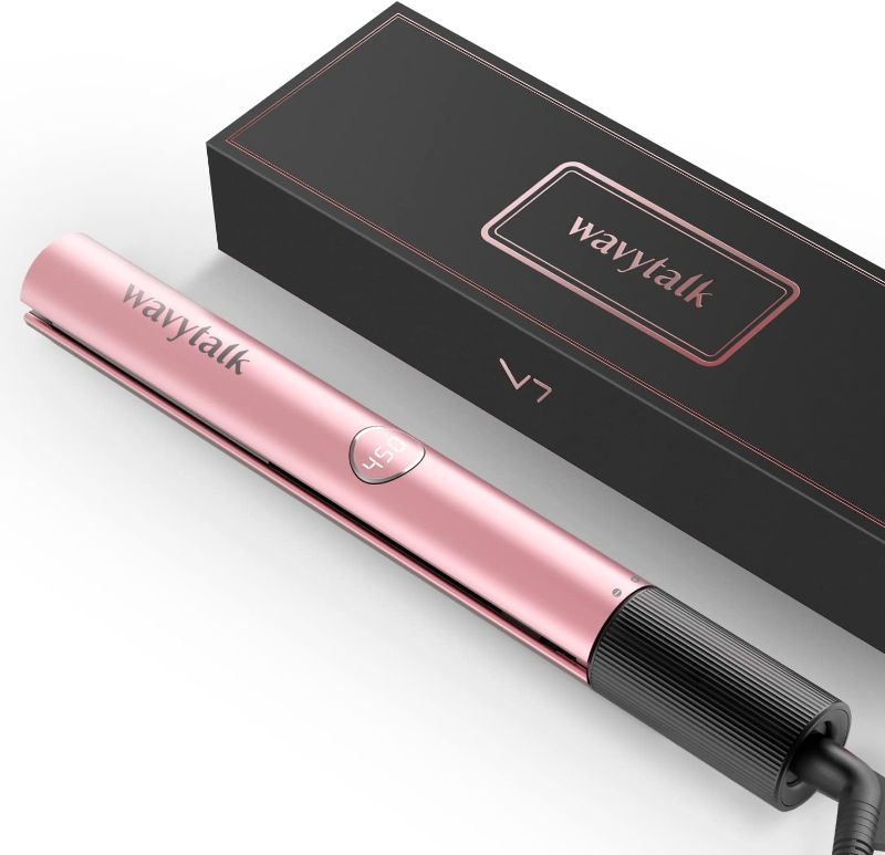 Photo 1 of Wavytalk Hair Straightener and Curler 2 in 1, 1" Titanium Flat Iron 250°F-450°F Temperature for All Hairstyles, Salon Professional Flat Iron Reduce Hair Damage, Dual Voltage