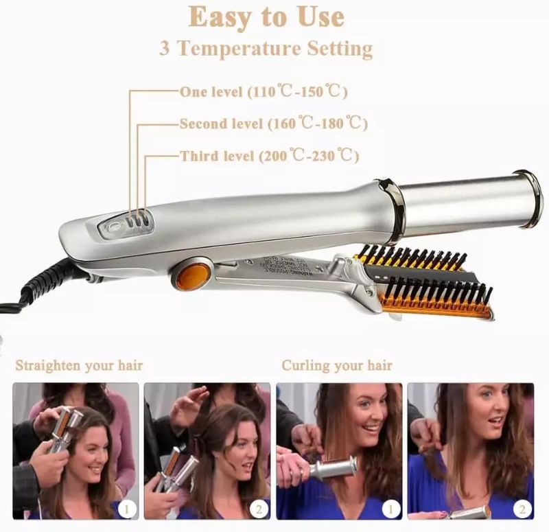 Photo 1 of 2 in 1 Hair Straightener & Curler - 3 Heat Settings, 60-Second Heat-up, Auto-Off, Dual Voltage, Swivel Cord, Travel-Friendly & Easy to Use
