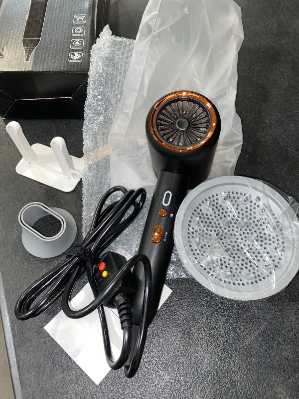 Photo 1 of Ionic Hair Dryer,Blow Dryer, with Diffuser & Concentrator Nozzle,Secadora de Pelo | 1875W Turbo Ultra-Quiet Motor | 2 Heat & 3 Speed Settings | Quick Heat-Up & Constant Temperature,Black

