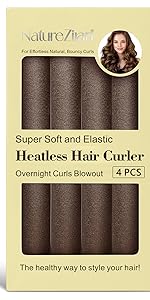 Photo 1 of Brown Satin Heatless Curling Rods for Overnight Blowout Curls - No Heat Curlers to Sleep In for Short Hair