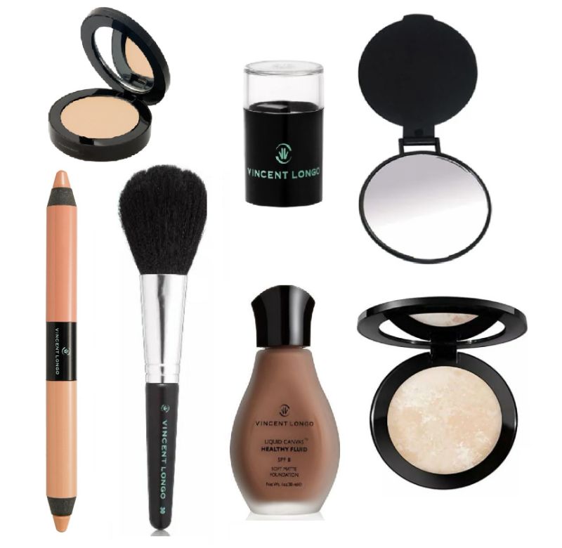 Photo 1 of  Vincent Longo Cosmetics- 1 Sienna #10 Foundation (Medium Pigment), 1 FAIRE #1 Velour Pressed Powder, 1 Fair Illumina Concealer Pencil, 1 Cream Amber Concealer, 1 Powder Brush, 1 Compact Mirror, & 2 Sharpeners New