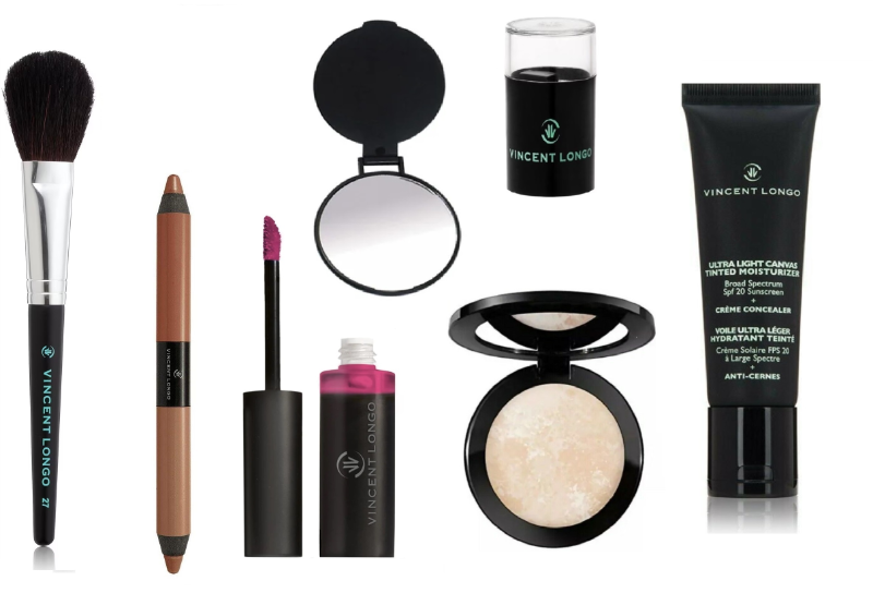 Photo 1 of Vincent Longo Makeup Set- 1 Ultra Light Canvas Tinted Moisturize, 1 #3 Illumina Concealer Pencil, 1 "BABY BOO" Lip/Cheek Gel Stain, 1 FAIR #1 Velour Pressed Powder, 1 Wet Pearl Lipstick, 1 Blush Brush, 1 Compact Mirror, & 2 Sharpener New