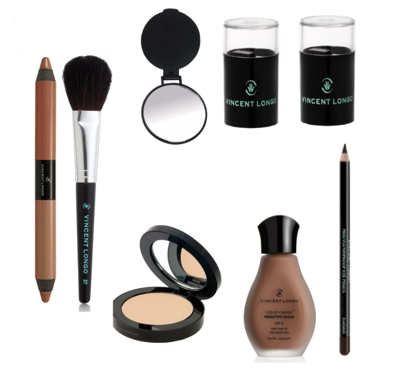 Photo 1 of Vincent Longo Cosmetics 1 Topaz #12 Foundation (Darker Pigment), 1 Dark #3 Illumina Concealer Pencil, 1 Cream Concealer, 1 "CHESTNUT" Lip/Eye Pencil, 1 Bush Brush, 1 Compact Mirror & 3 Sharpeners New 