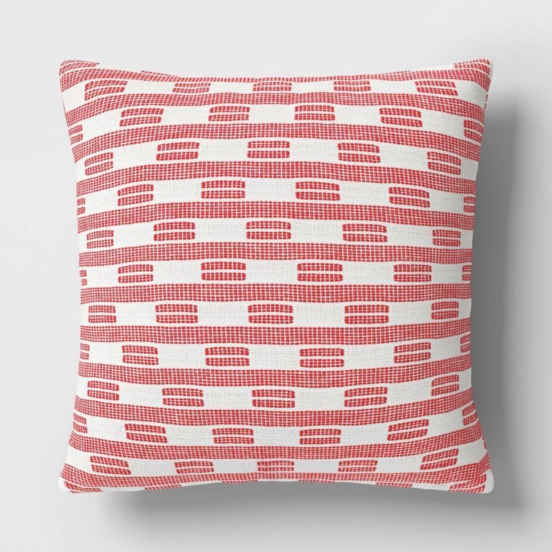 Photo 1 of Oversized Dash Square Throw Pillow Ivory/Red - Threshold 