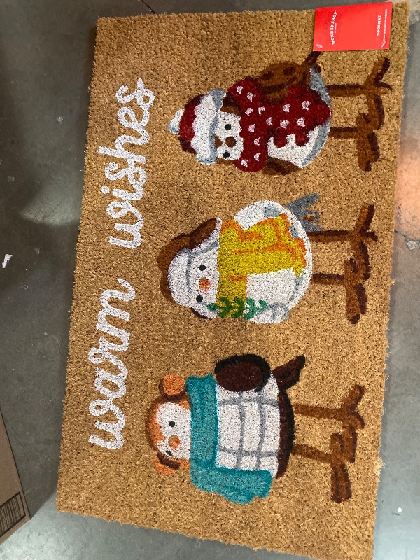 Photo 2 of 1'6"x2'6" Christmas Bundled Birds Coir Doormat White - Wondershop™: Outdoor Rectangle, Medium Pile, Natural Fiber