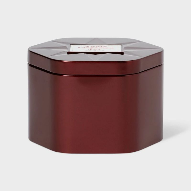 Photo 1 of 3 Wick Lidded Metal Jar Candle Apple Cinnamon 18oz Dark Red - Threshold™
