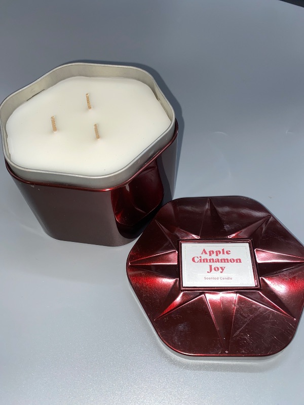 Photo 2 of 3 Wick Lidded Metal Jar Candle Apple Cinnamon 18oz Dark Red - Threshold™
