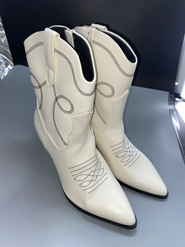 Photo 2 of SIZE 9 Universal Thread Off White Cowboys Boots for Women Size 9 with Memory Foam NEW
