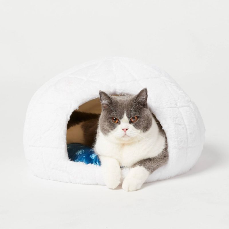 Photo 1 of SMALL Snow Cave Cat Enclosed Bed - Wondershop™ White 
