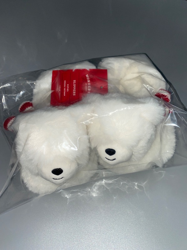 Photo 2 of SIZE  7T-8T Toddler Holiday Polar Bear Character Slippers - Wondershop™ White
