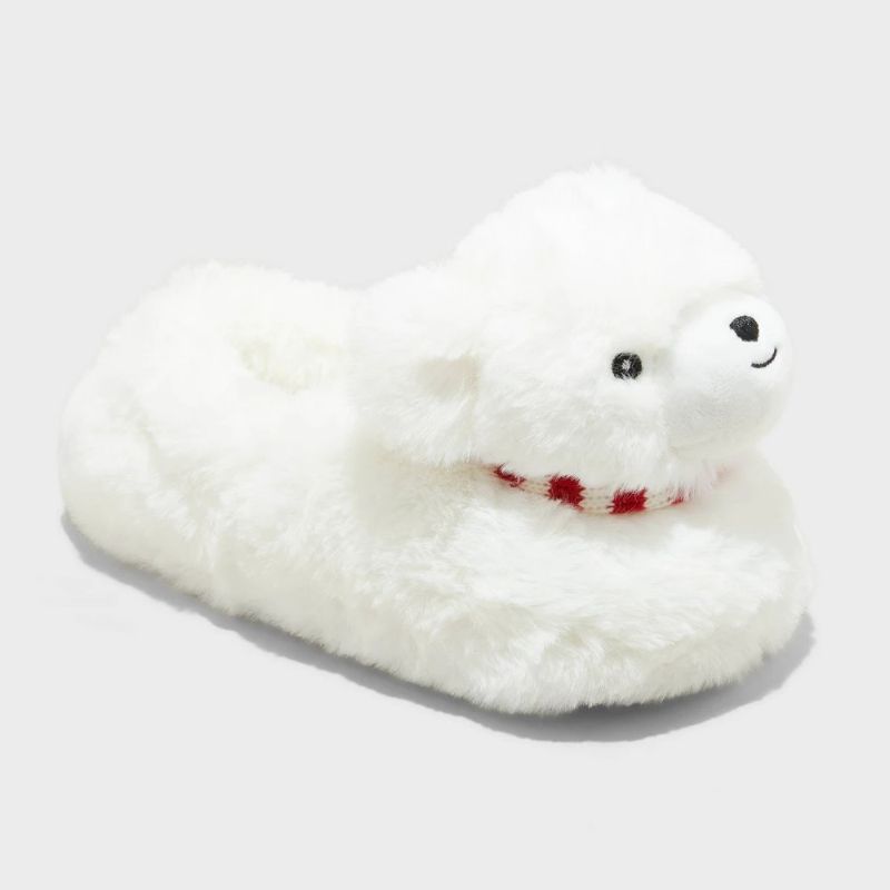 Photo 1 of SIZE 7T-8T Toddler Holiday Polar Bear Character Slippers - Wondershop™ White