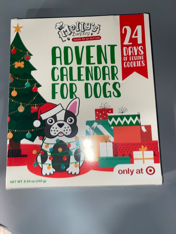 Photo 2 of FACTORY SEALED**Molly's Barkery 24 Day Advent Calendar Cinnamon and Apple Flavor Dog Treats - 8.64oz