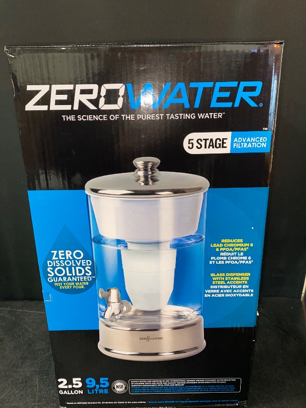 Photo 3 of Zerowater 40-cup/9.5 Lt Glass Dispenser, Clear
