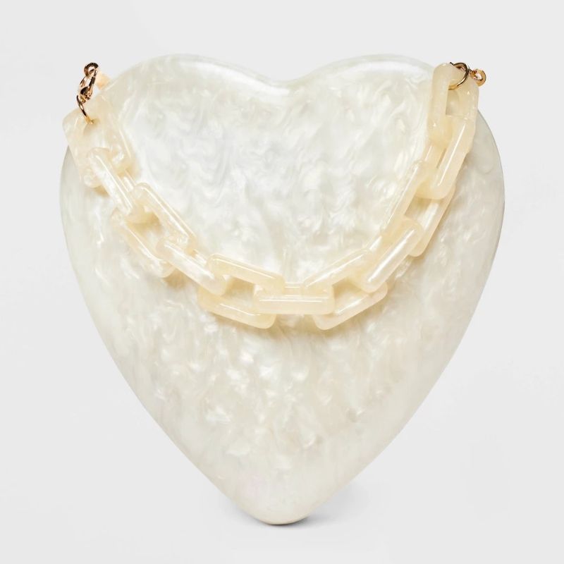 Photo 1 of Pearl Heart Minaudiere Top Handle Bag - a New Day™ Cream
