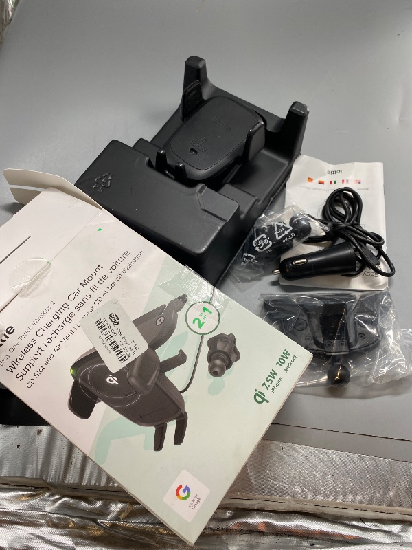 Photo 1 of IOttie Easy One-Touch Wireless 2 Fast Charging 2-in-1 Air Vent and CD Mount, Black, HLCRIO143
