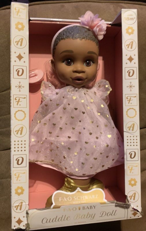 Photo 1 of FAO Schwarz Cuddle (black, African American)Baby Doll 14" NEW
