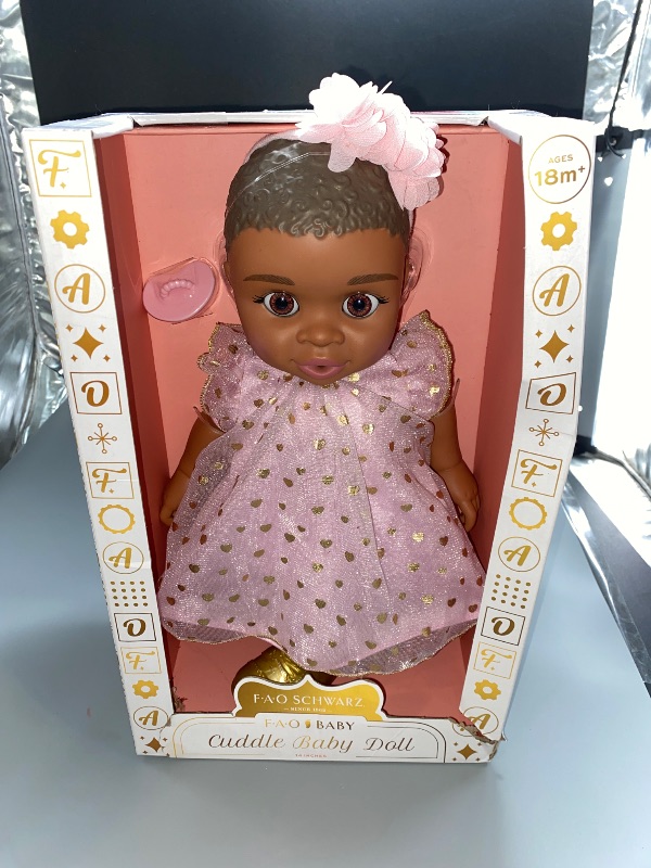 Photo 2 of FAO Schwarz Cuddle (black, African American)Baby Doll 14" NEW
