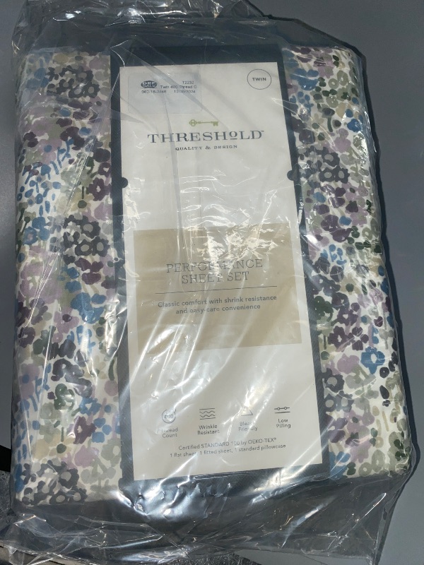 Photo 2 of TWIN**Performance Sheet Set (Twin) Floral Purple 400 Thread Count - Threshold, Purple Floral