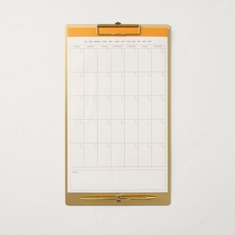 Photo 1 of 9"x15" Brass Clipboard Calendar (Undated) - Hearth & Hand™ with Magnolia
