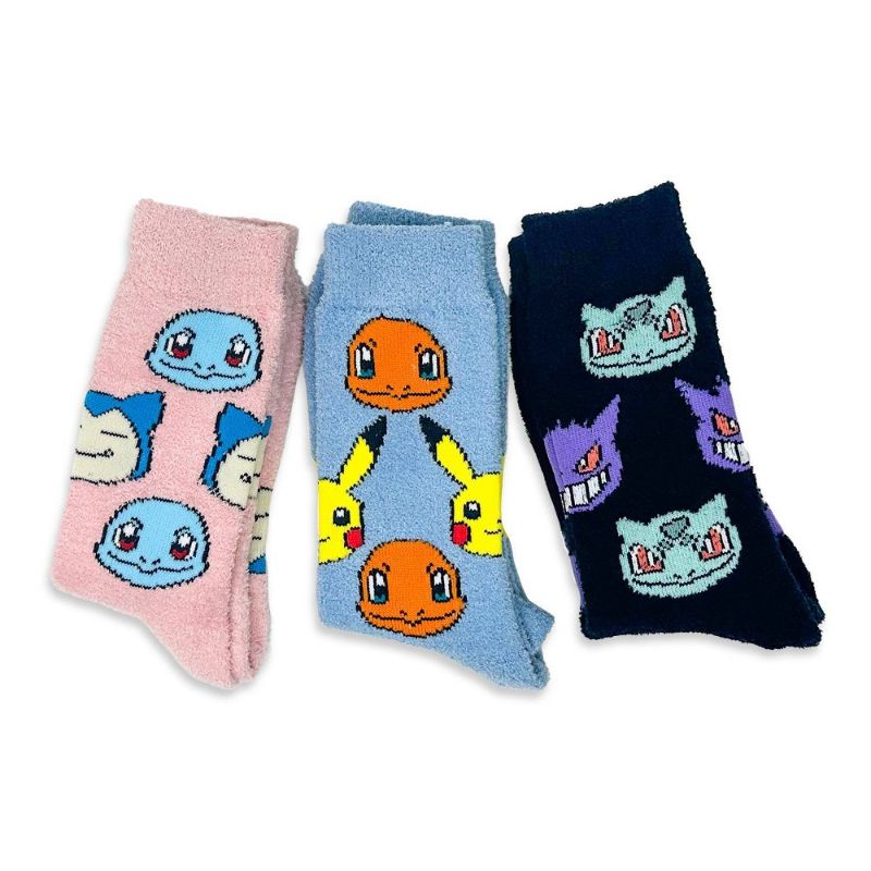 Photo 1 of Pokemon 3pk Micro Popo Fuzzy Crew Socks
