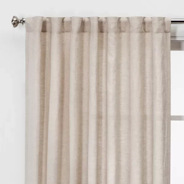 Photo 1 of 54"x84" Light Filtering Textured Weave Window Curtain Panel Off White - Threshold™: Modern Basket Weave, UV Protection
