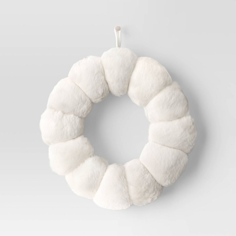 Photo 1 of Christmas Cozy Decorative Faux Fur Wreath Cream - Threshold™
