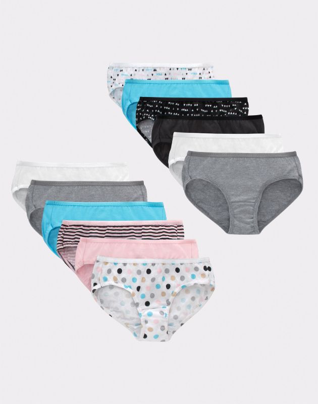 Photo 1 of SIZE 16- Hanes Girls' Tagless Hipster Underwear, 12-Pack Assorted 