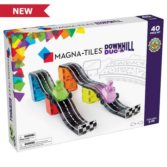 Photo 1 of MAGNA-TILES Downhill Duo 40-Piece Magnetic Construction Set, the ORIGINAL Magnetic Building Brand from MindWare
