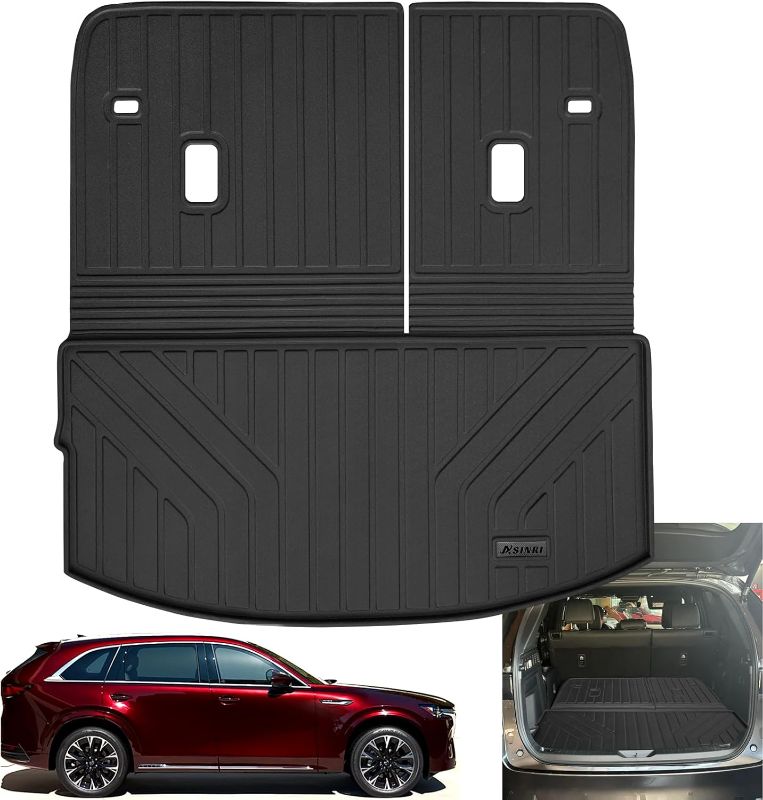 Photo 1 of Large Cargo Liners for 2024 Mazda CX90 CX-90 with Backrest Mat?Only Fit for 7 & 8 Seater?-Non 6 Seats,TPE All Weather Protection with Trunk Mat Covering The backrest (4:6)
