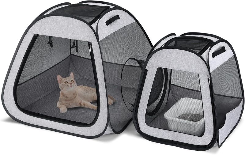 Photo 1 of Portable Cat Dog Playpen: Pet Playpen, Cat Houses & Condos, Indoor Outdoor Cat Enclosures Pop Up Cat Cage for Kittens, Puppies and Small Animals, Suitable for Travelling and Camping
