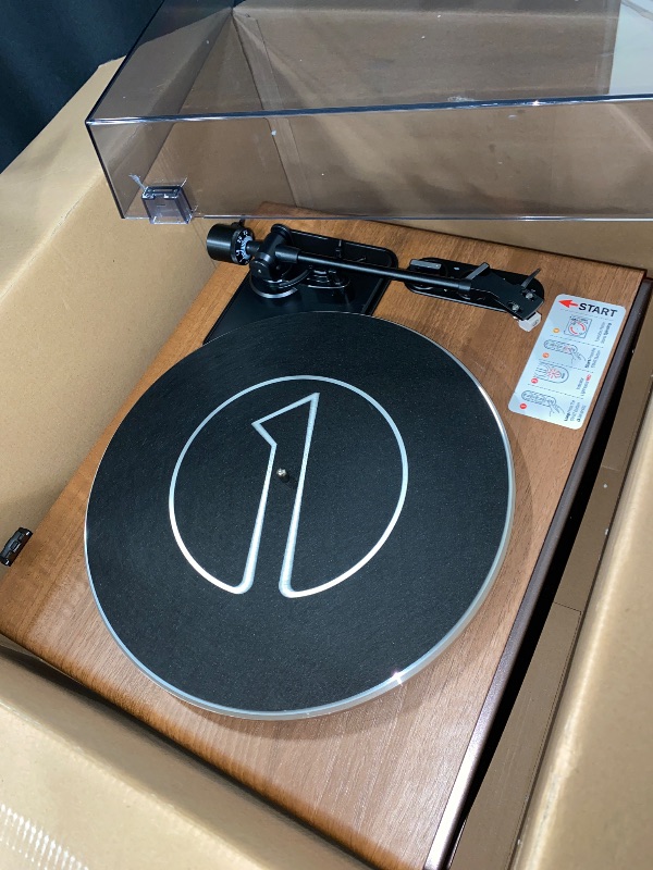 Photo 1 of 1 by ONE High Fidelity Belt Drive Turntable with Built-in Speakers, Vinyl Record Player with Magnetic Cartridge, Bluetooth Playback and Aux-in Functionality, Auto Off
