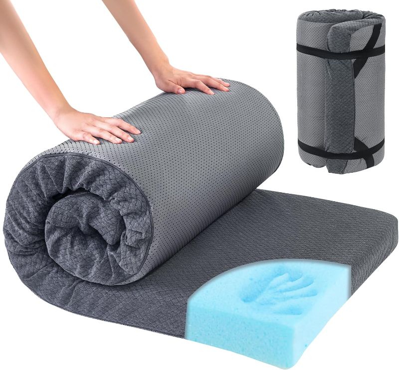 Photo 1 of HOMBYS Memory Foam Camping Mattress Pad,Portable Sleeping Pad for Adult,Waterproof Cot Mattress,Roll Up Floor Mattress,Foldable Backpacking Travel Bed for Hiking,Guest Bed
