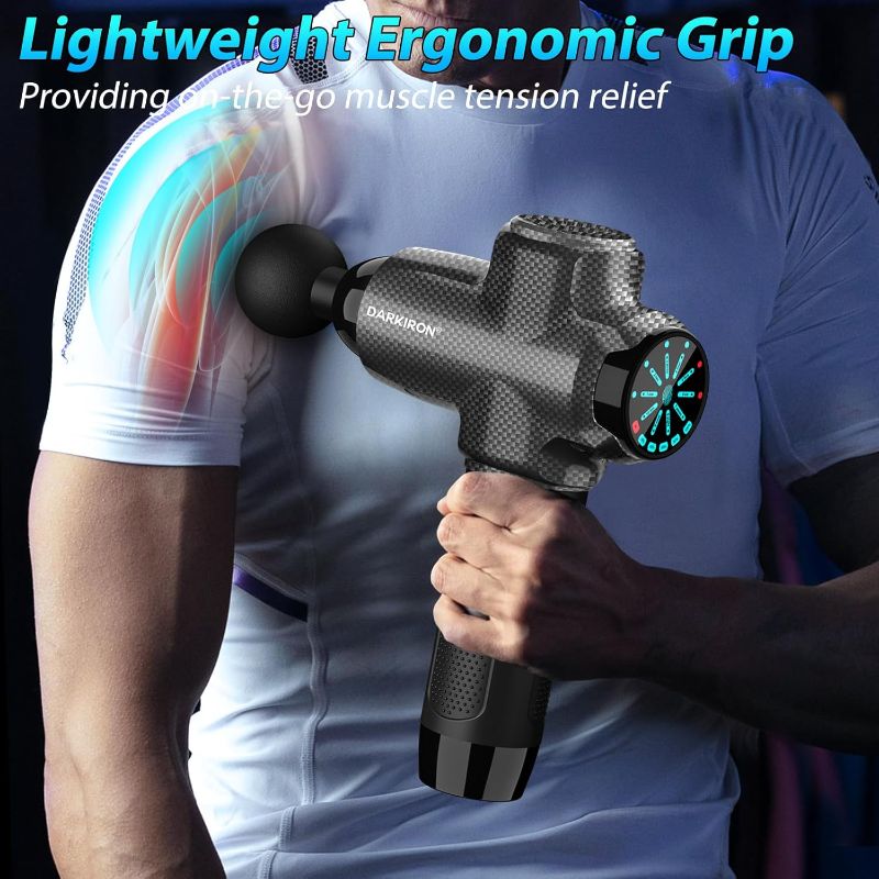 Photo 1 of 10-Speed Percussion Muscle Massage Gun Deep Tissue for Athletes - with 15 Massage Heads, Carbon Black
