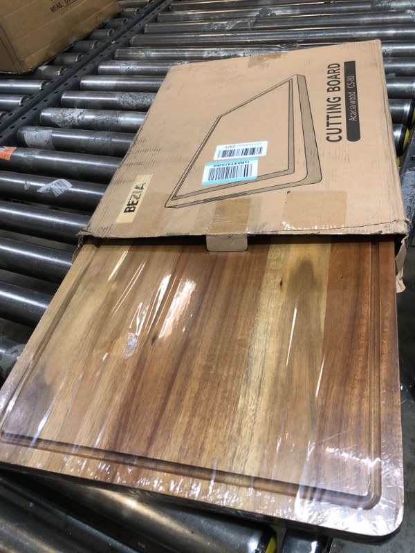 Photo 2 of 20 x 15 Inch Extra Large Wood Cutting Boards - BEZIA XL Stove Top Cover Chopping Board - Meat Cutting Board for BBQ - Turkey Carving Board - Extra Large Charcuterie Board with Handles Juice Groove