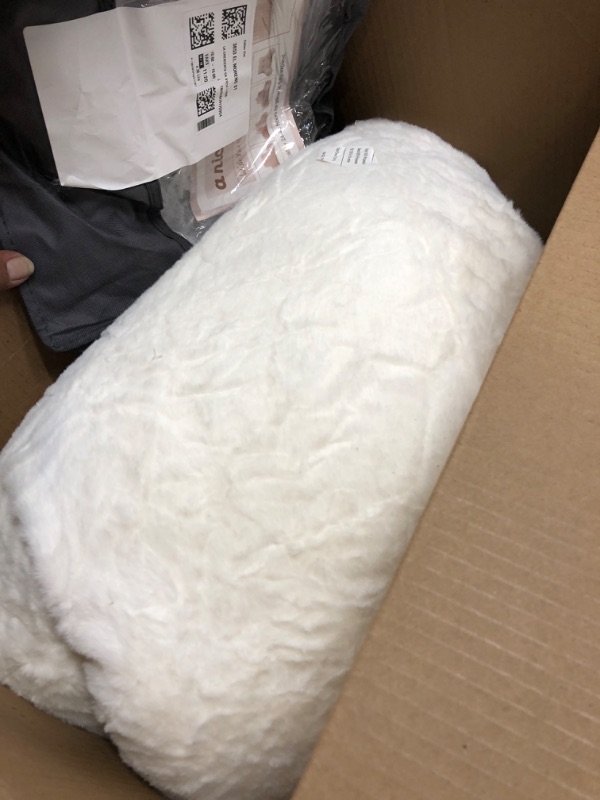 Photo 2 of A Nice Night Faux Fur Reading Pillow Bed Wedge Large Adult Children Backrest with Arms Back Support for Sitting Up in Bed/Couch for Bedrest,Ivory