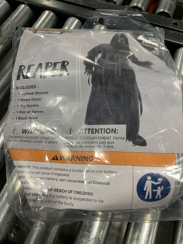 Photo 1 of Spooktacular Creations Halloween Glowing Eyes Grim Reaper Costume for Kids, Dark Knight Reaper Phantom Costume for Halloween Dress Up-S(5-7yr)