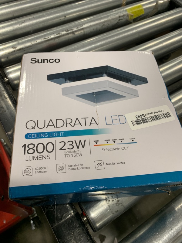 Photo 1 of Sunco 8 Inch Square LED Flush Mount Black Ceiling Light Fixture 3000K/4000K/4500K/5000K/6500K Selectable CCT Switch 1800LM High Brightness Damp Rated