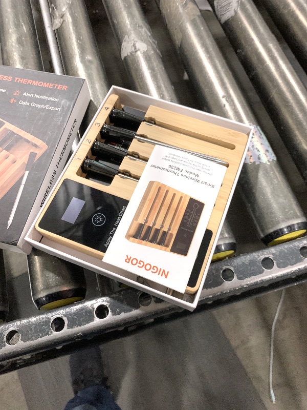 Photo 1 of Wireless Meat Thermometer for Grilling 4 Probes, Remote Bluetooth Digital Thermometer, Super Stability and Accuracy, Electric Smart Meat Thermometer for Cooking and Smoker, NIGOGOR for iOS & Android