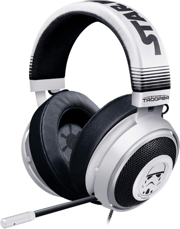 Photo 1 of 
Razer Kraken Gaming Headset: Lightweight Aluminum Frame - Retractable Noise Isolating Microphone - for PC, PS4, PS5 Switch, Xbox One, Xbox Series X & S, Mobile - 3.5 mm Audio - Stormtrooper Edition 