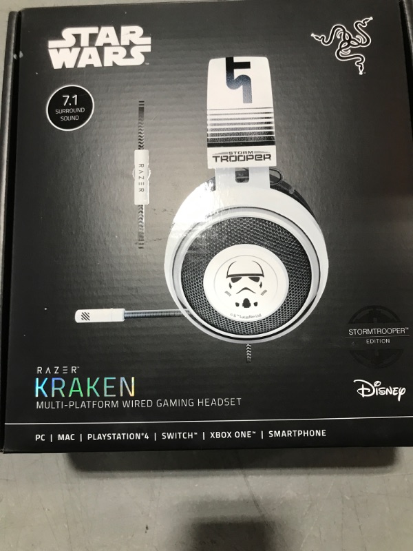 Photo 2 of 
Razer Kraken Gaming Headset: Lightweight Aluminum Frame - Retractable Noise Isolating Microphone - for PC, PS4, PS5 Switch, Xbox One, Xbox Series X & S, Mobile - 3.5 mm Audio - Stormtrooper Edition 