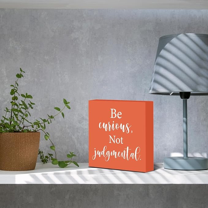 Photo 1 of 
Inspirational Gift Home Office Desk Cubicle Shelf Decor TV Show Decor, Be Curious Not Judgemental Sign, Soccer Football Coach Gifts for Fans 5 X 5 Inch. The color is different 