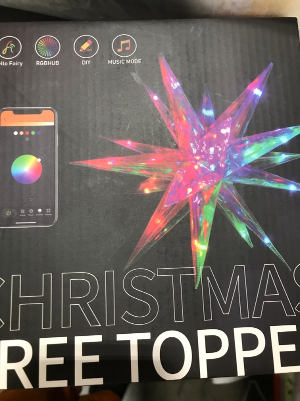 Photo 1 of Ariceleo RGB LED Christmas Tree Topper Star - APP-Controlled, USB Powered, Decorative 10.6" Christmas Star with Timer, Perfect for Small Ornaments and Indoor Xmas Parties - Multi-Color Lighting