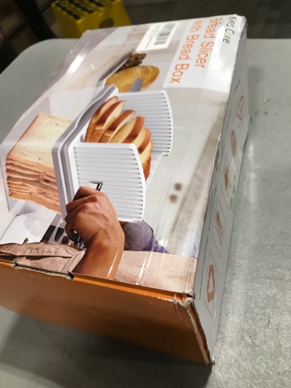 Photo 1 of Upgrade Bread Slicer for Homemade Bread with Bread Box, Bread Slicing Guide Adjustable Width, Foldable and Compact Cutting Guide with Crumb Tray, Suitability for Homemade Bread, Bagels, Cakes.