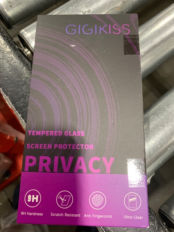 Photo 1 of GIGIKISS Compatible for iPhone 14 Pro Privacy Screen Protector 6.1 Inch, Purple Gradient Anti Spy Anti Blue Light HD Screen Protector Tempered Glass Easy Installation