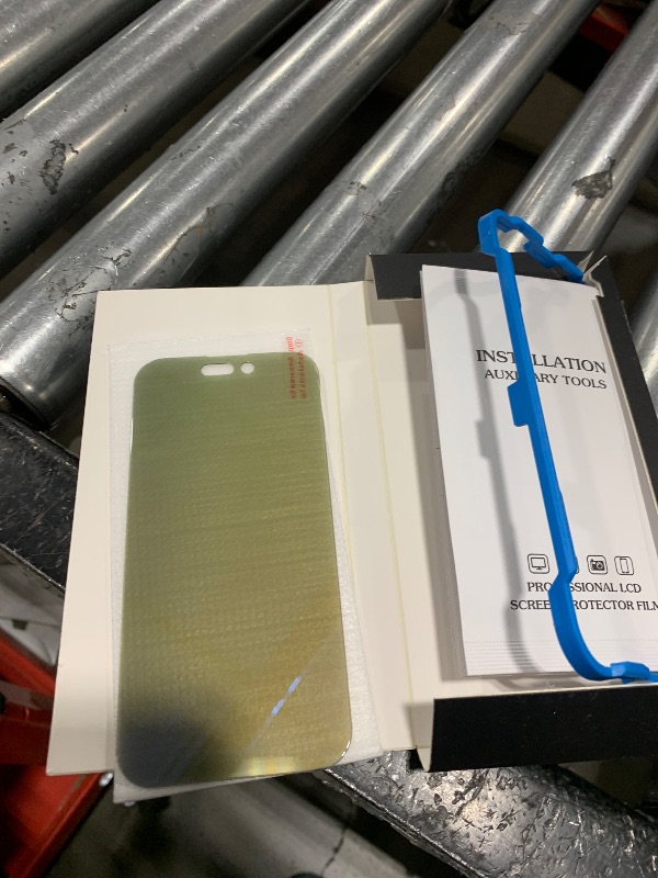 Photo 1 of GIGIKISS Compatible for iPhone 14 Pro Privacy Screen Protector 6.1 Inch, Purple Gradient Anti Spy Anti Blue Light HD Screen Protector Tempered Glass Easy Installation