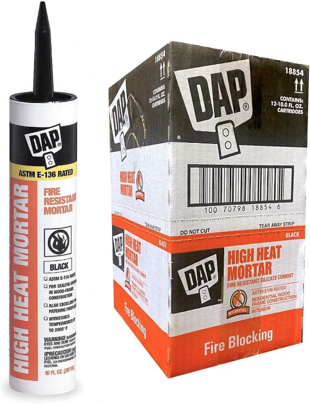 Photo 1 of 12 Pack of 10.1 oz Dap 18854 High Heat Mortar Black Fire Resistant Mortar
