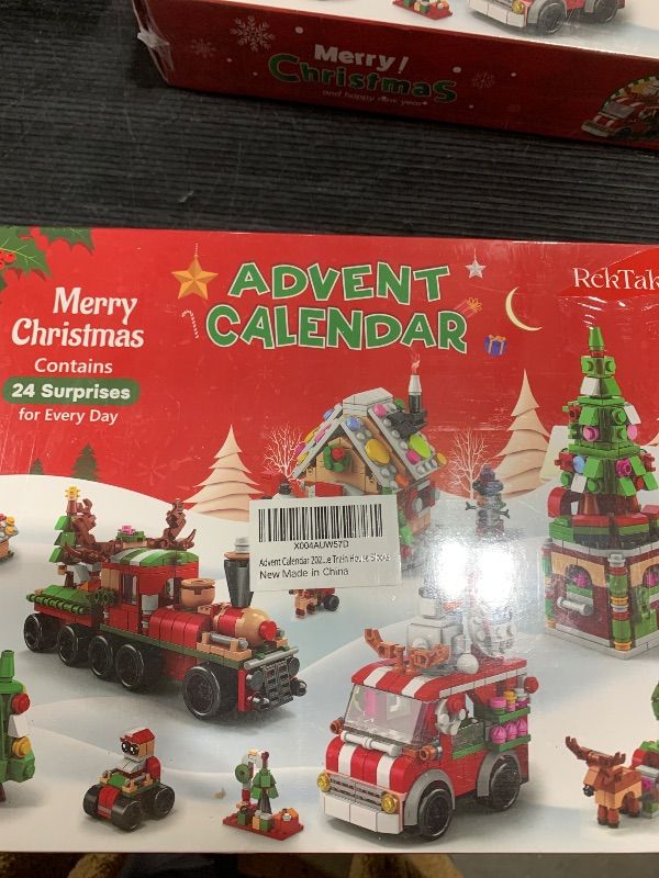 Photo 1 of Advent Calendar 2024 Christmas Holiday Countdown Building Block Sets Christmas Toy Building Sets for Kids Boys Girls Include Santa Claus Xmas Tree Train House Blocks