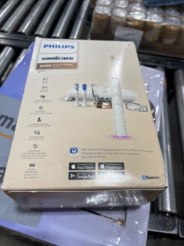 Photo 2 of Philips Sonicare DiamondClean Smart 9500 Electric Toothbrush, Sonic Toothbrush with App, Pressure Sensor, Brush Head Detection, 5 Brushing Modes and 3 Intensity Levels, Rosegold, Model HX9923/61