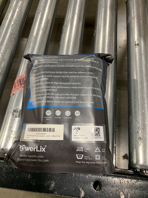 Photo 1 of POWERLIX Knee Compression Sleeve (Pair) - Best Knee Brace for Knee Pain for Men & Women – Knee Support for Running, Basketball, Volleyball, Weightlifting, Gym, Workout, Sports - (Black XXL)